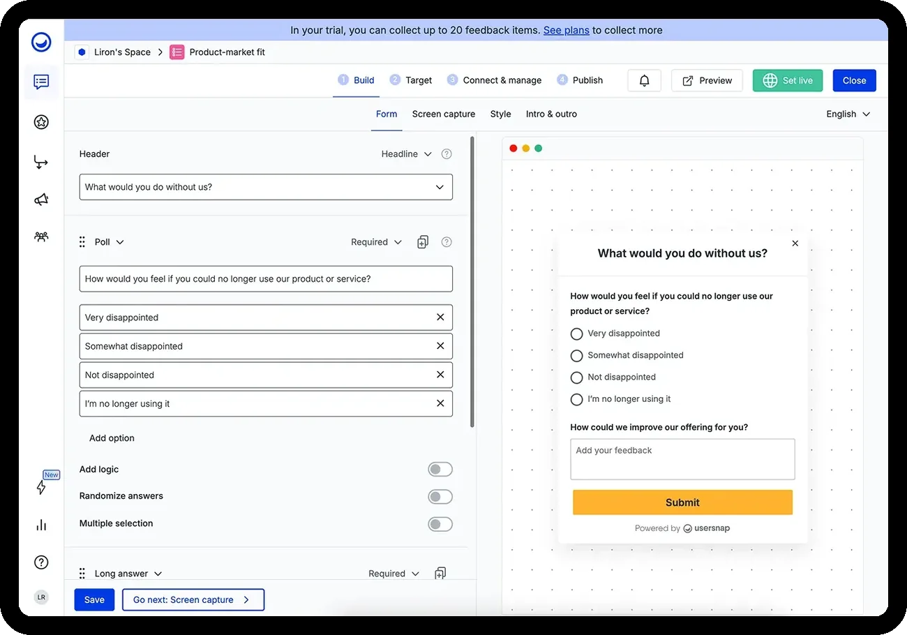 Usersnap product pivot